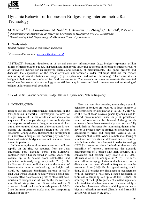 (PDF) Dynamic Behavior of Indonesian Bridges using Interferometric ...