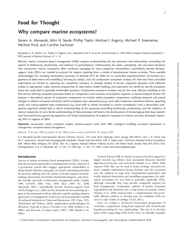 (PDF) Why compare marine ecosystems?