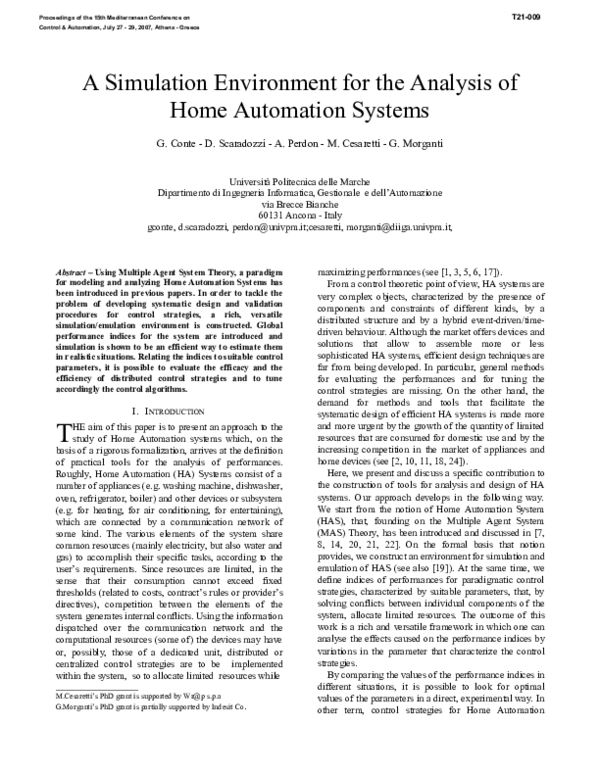 Curated visual reference: Pdf A Simulation Environment For The Analysis Of Home Automation Photo Inspiration