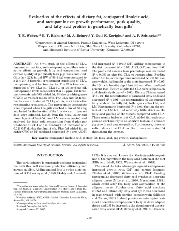 (PDF) Evaluation of the effects of dietary fat, conjugated linoleic ...
