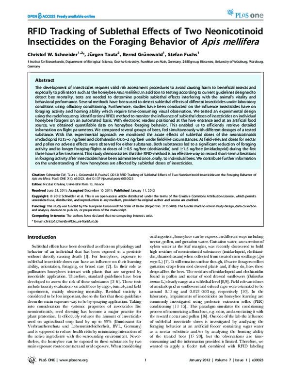 (PDF) RFID tracking of sublethal effects of two neonicotinoid ...