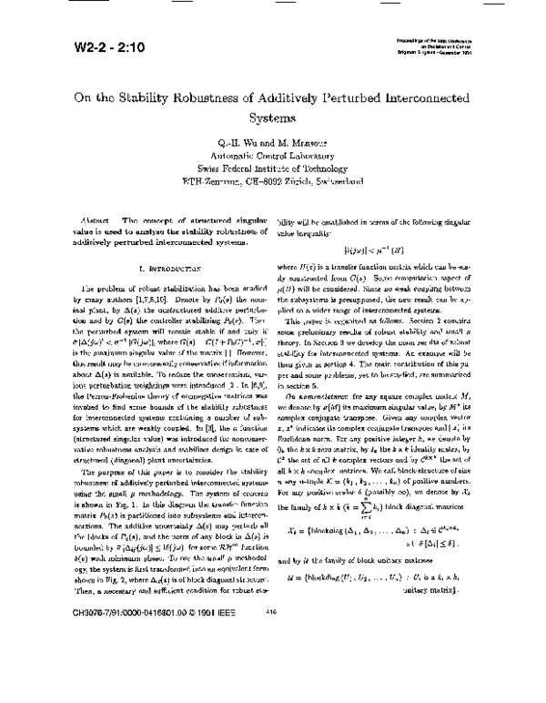 (PDF) On the stability robustness of additively perturbed ...