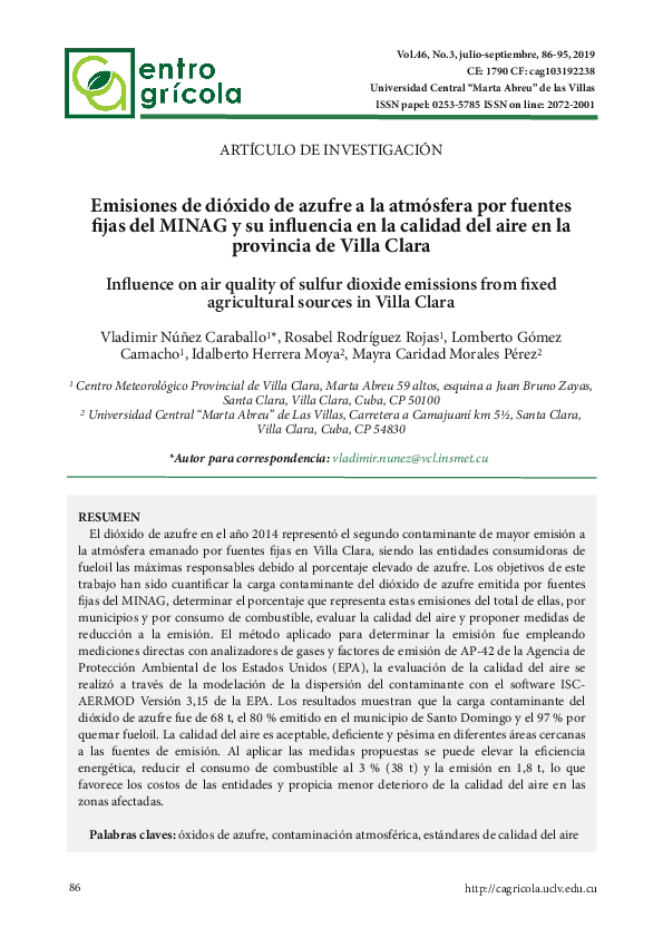 (PDF) Emisiones de dióxido de azufre a la atmósfera por fuentes fijas ...