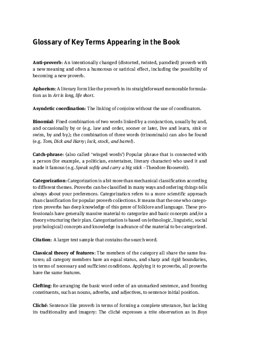 (PDF) Glossary of Key Terms Appearing in the Book