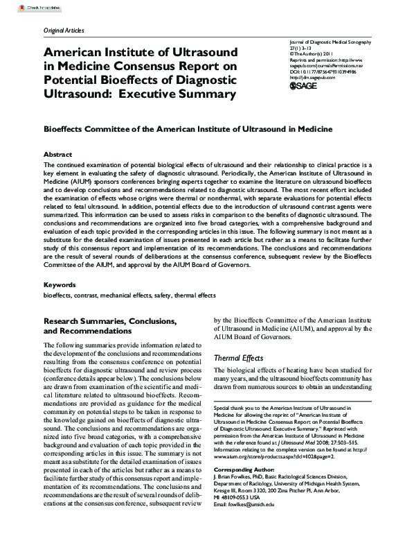 (PDF) American Institute of Ultrasound in Medicine Consensus Report on ...