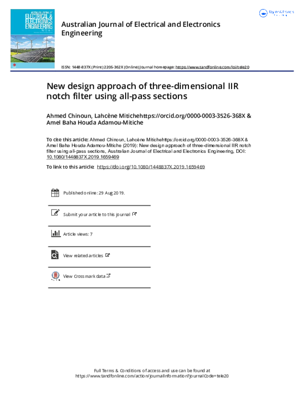 (PDF) New design approach of three-dimensional IIR notch filter using ...