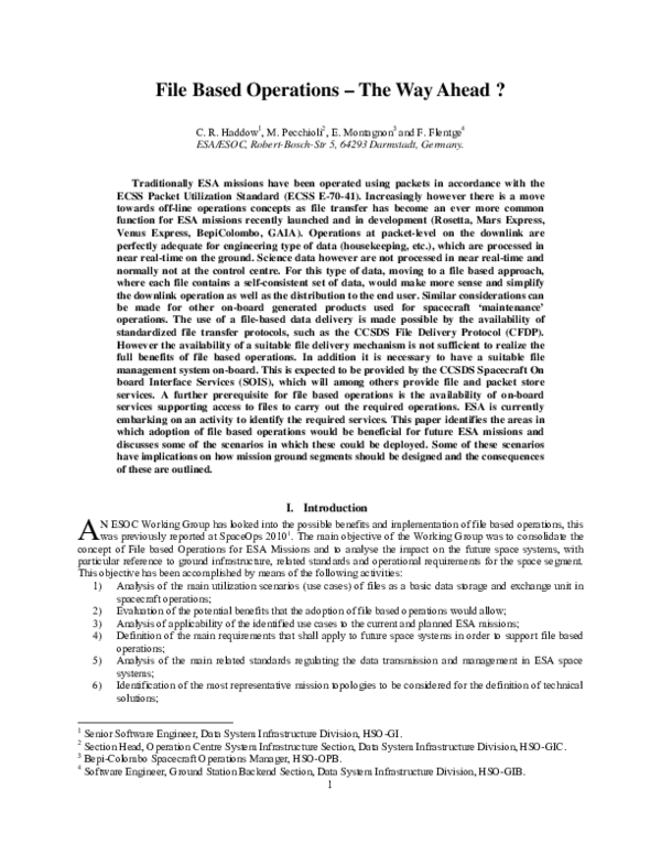(PDF) File Based Operations - The Way Ahead ? | Mauro Pecchioli ...