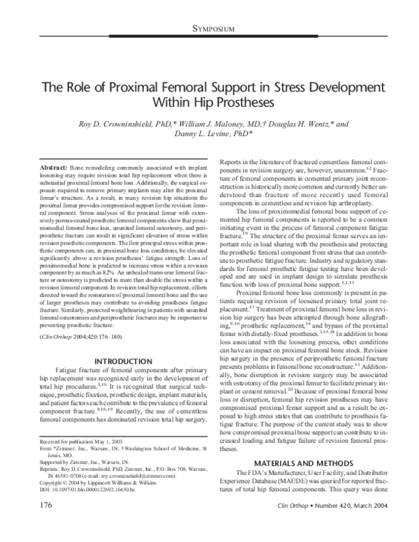 (PDF) The Role of Proximal Femoral Support in Stress Development Within ...