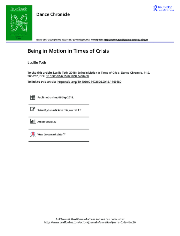 (PDF) Being in Motion in Times of Crisis