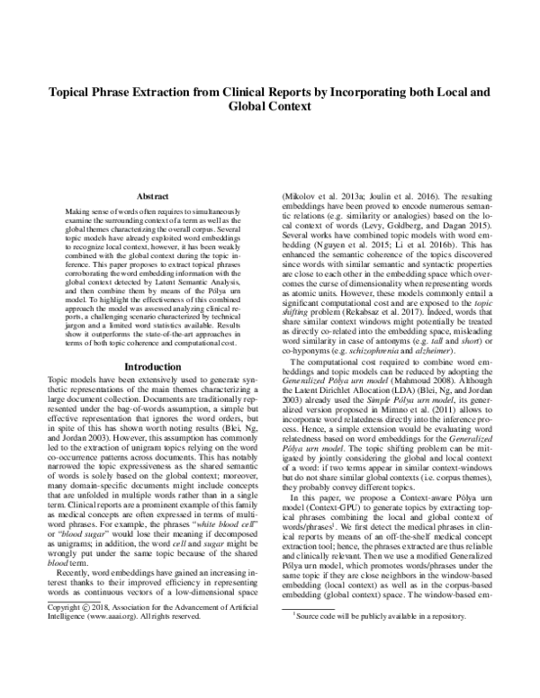 (PDF) Topical Phrase Extraction from Clinical Reports by Incorporating ...