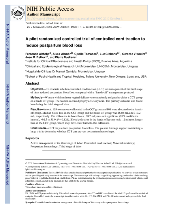 (PDF) A pilot randomized controlled trial of controlled cord traction ...