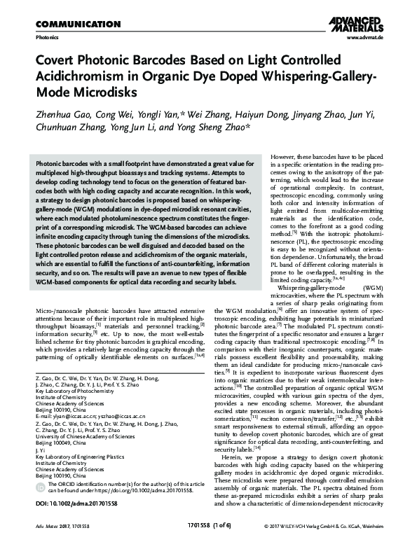 (PDF) Covert Photonic Barcodes Based on Light Controlled Acidichromism ...