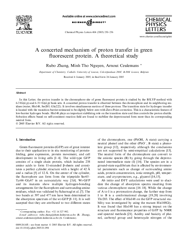 (PDF) A concerted mechanism of proton transfer in green fluorescent ...