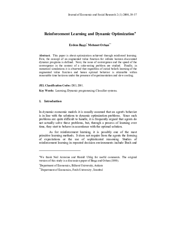 (PDF) Dynamic Optimization via Reinforcement Learning