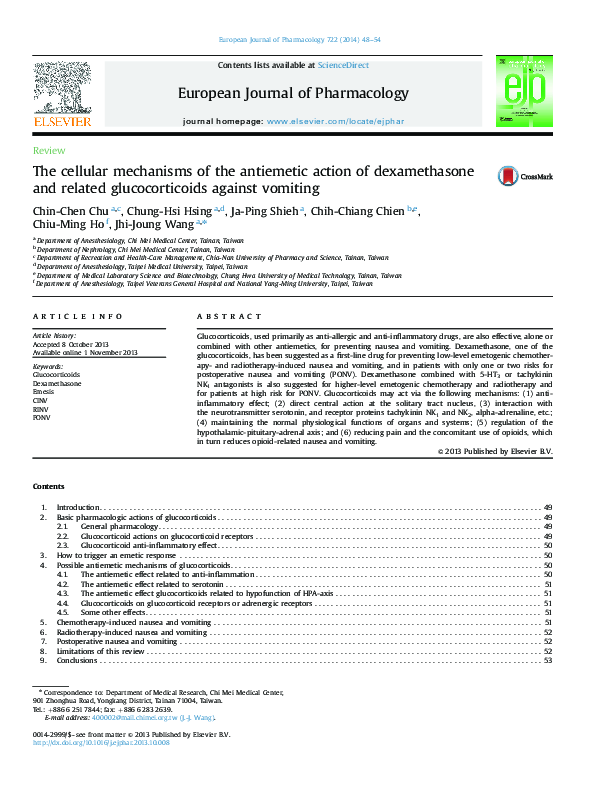 (PDF) The cellular mechanisms of the antiemetic action of dexamethasone ...
