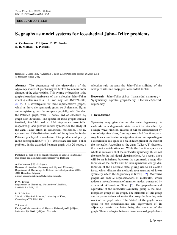 (PDF) S5 graphs as model systems for icosahedral Jahn–Teller problems