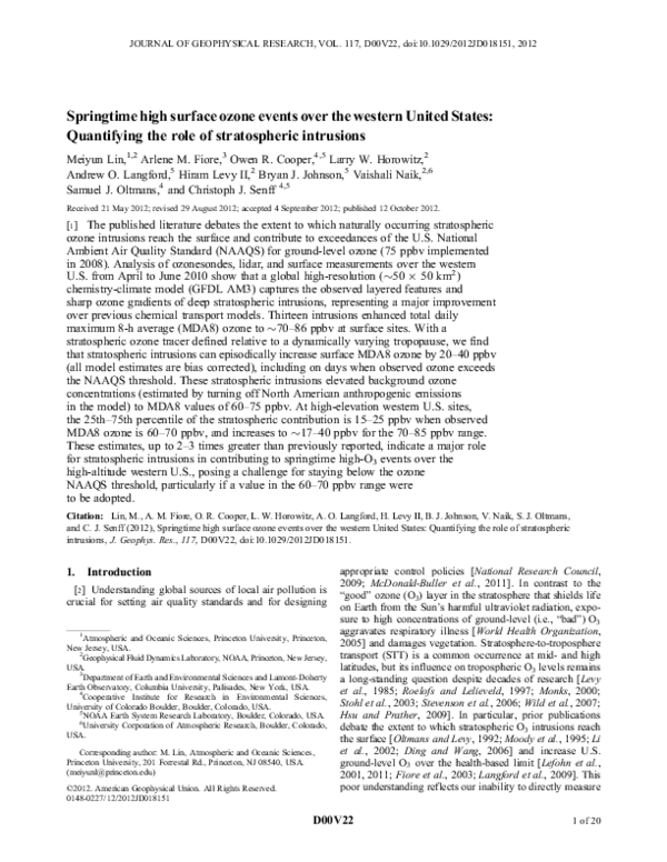 (PDF) Springtime high surface ozone events over the western United ...