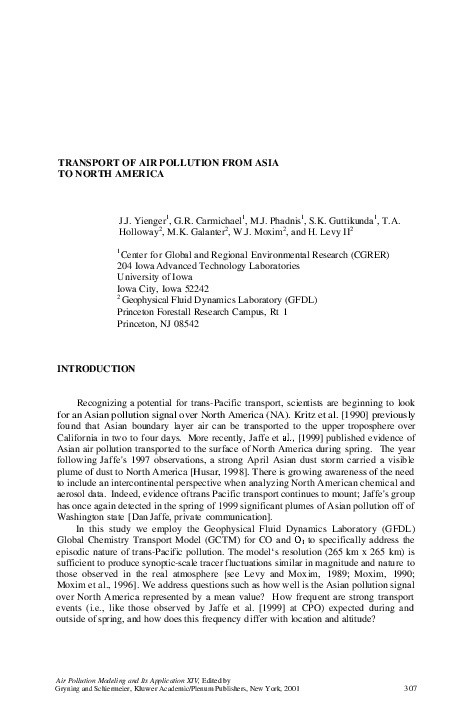 (PDF) Transport of Air Pollution from Asia to North America