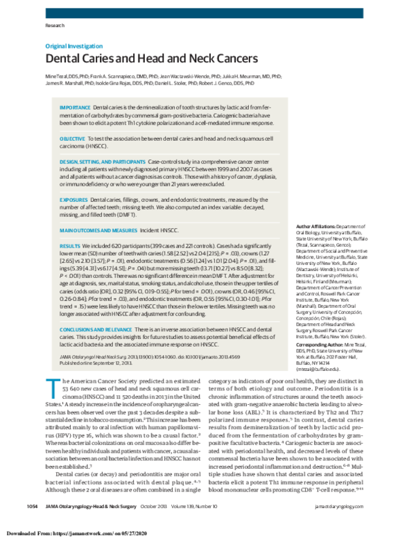 (PDF) Dental Caries and Head and Neck Cancers