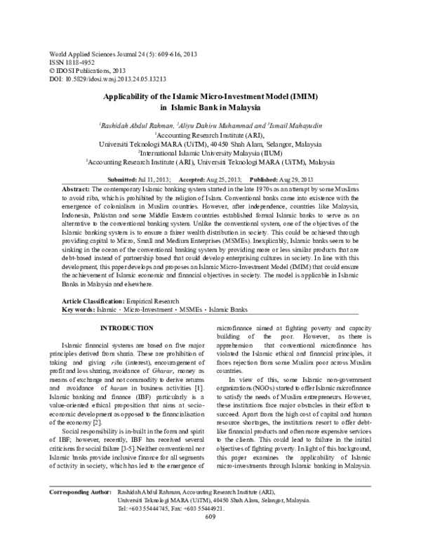 (PDF) Micro-entrepreneurs’ intention to use Islamic micro-investment ...