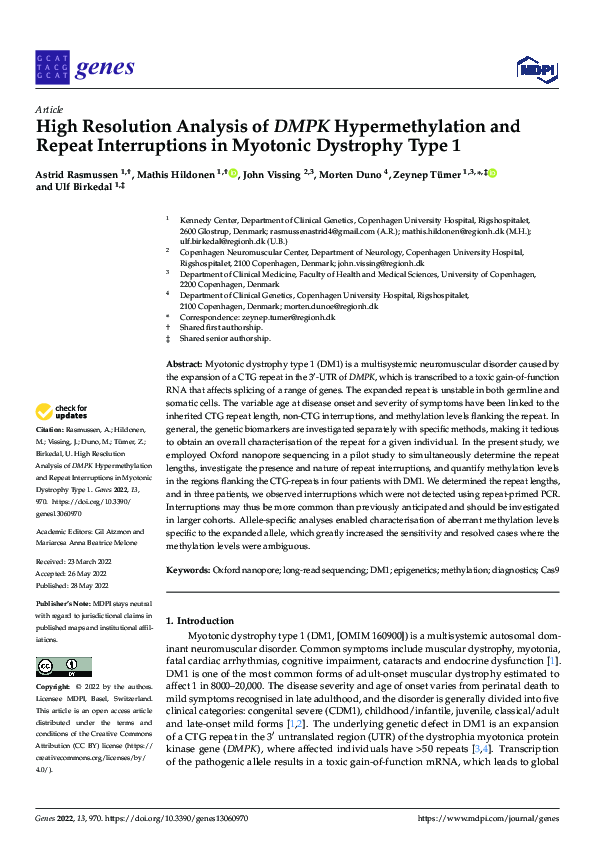 (PDF) High Resolution Analysis of DMPK Hypermethylation and Repeat ...