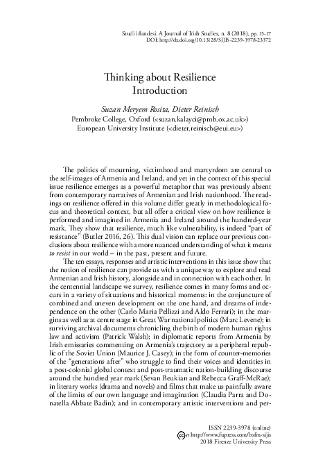 (PDF) Thinking about resilience : introduction