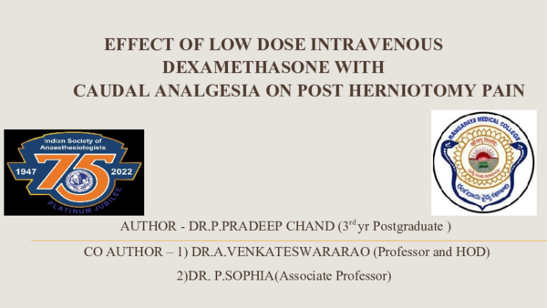 (DOC) EFFECT OF LOW DOSE INTRAVENOUS DEXAMETHASONE WITH CAUDAL ...