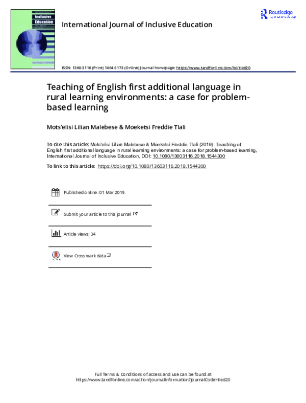 (PDF) Teaching of English first additional language in rural learning ...