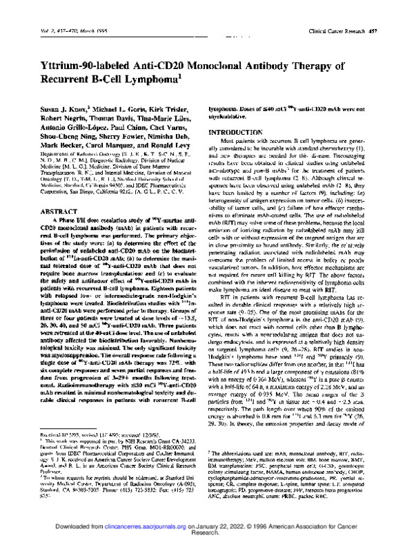 (PDF) Yttrium-90-labeled anti-CD20 monoclonal antibody therapy of ...