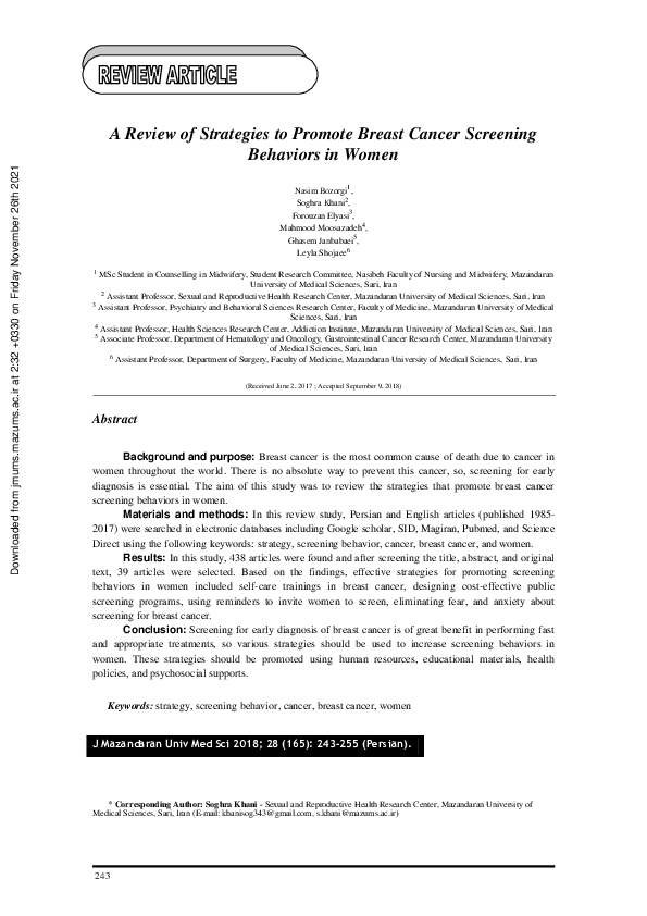 (PDF) A Review of Strategies to Promote Breast Cancer Screening ...