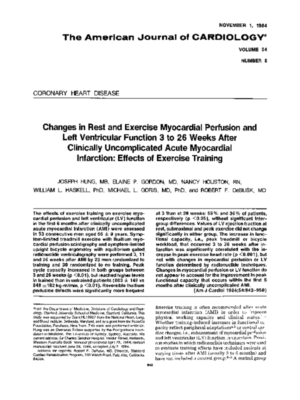 (PDF) Changes in rest and exercise myocardial perfusion and left ...