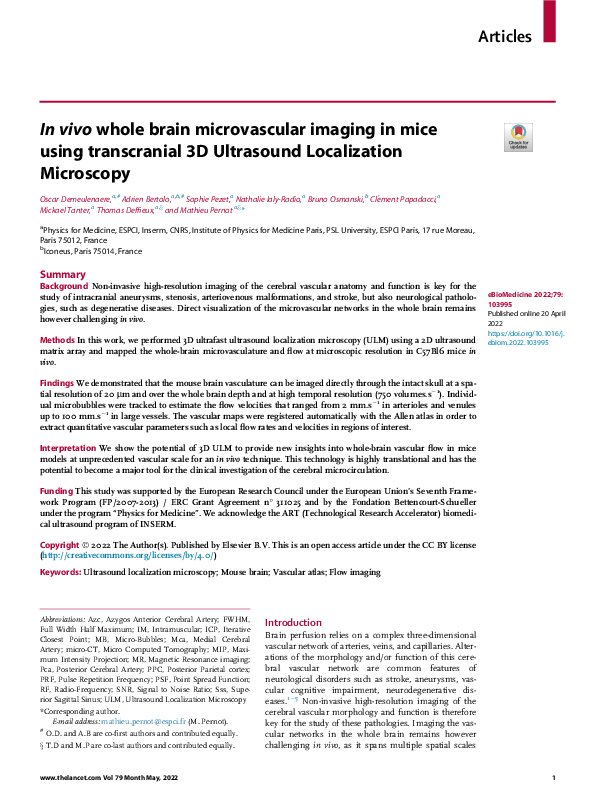 (PDF) In vivo whole brain microvascular imaging in mice using ...
