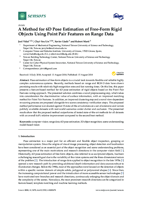 (PDF) A Method for 6D Pose Estimation of Free-Form Rigid Objects Using ...
