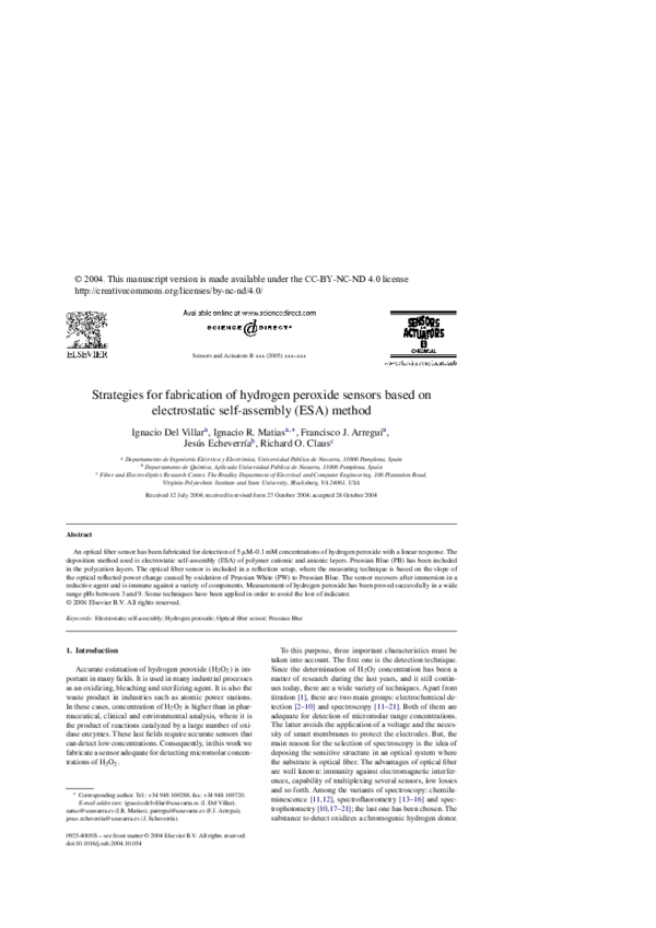 (PDF) Strategies for fabrication of hydrogen peroxide sensors based on ...