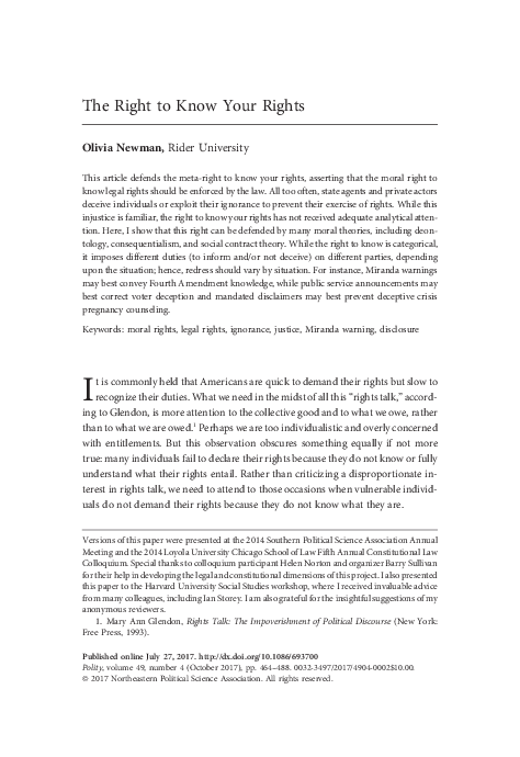 (PDF) The Right to Know Your Rights