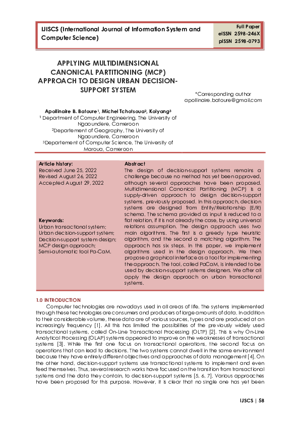 (PDF) Applying Multidimensional Canonical Partitioning (MCP) Approach ...