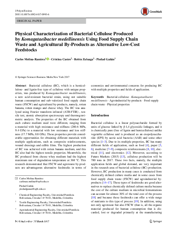 (PDF) Physical Characterization of Bacterial Cellulose Produced by ...