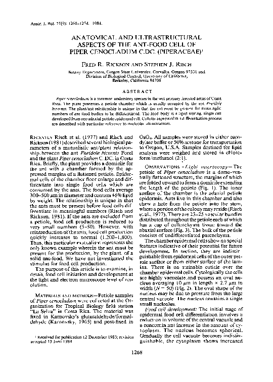 (PDF) Anatomical and Ultrastructural Aspects of the AntFood Cell of