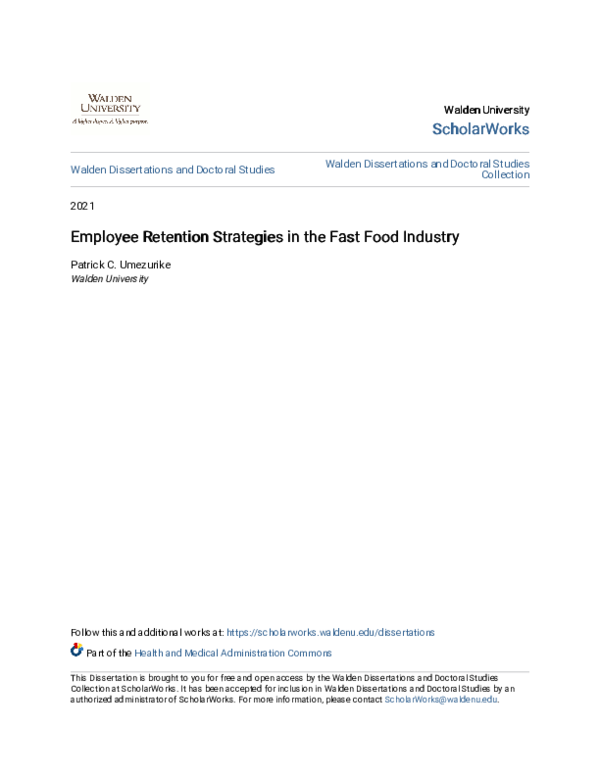 (PDF) Employee Retention Strategies in the Fast Food Industry