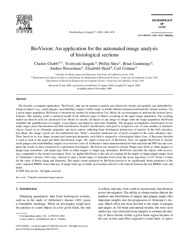 (PDF) BioVision: An application for the automated image analysis of ...