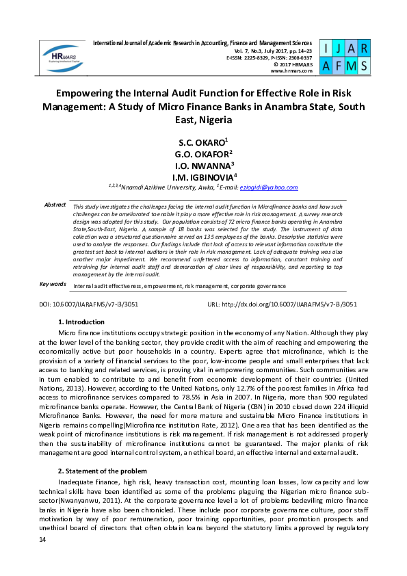 (PDF) Empowering the Internal Audit Function for Effective Role in Risk ...
