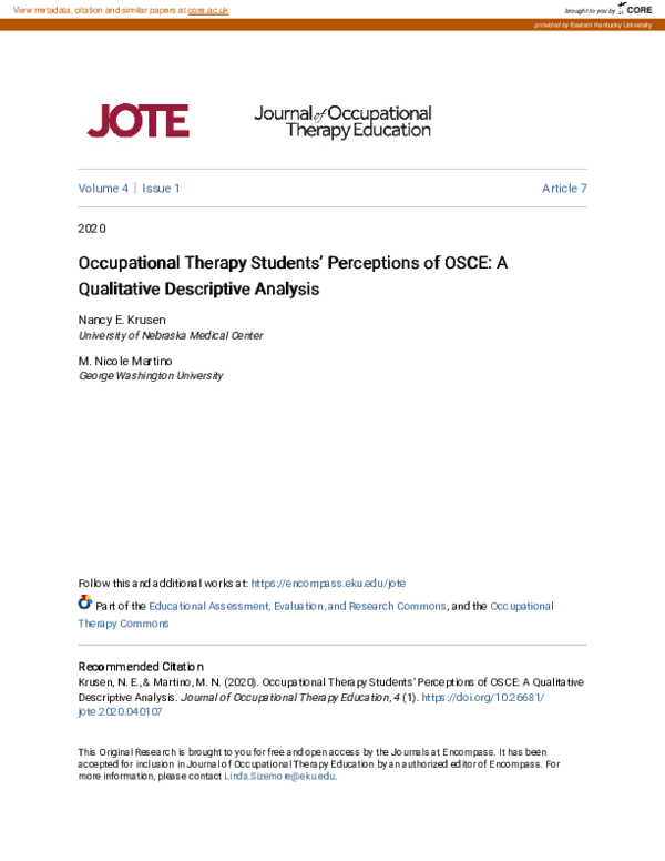  pdf occupational therapy students perceptions of osce a qualitative
