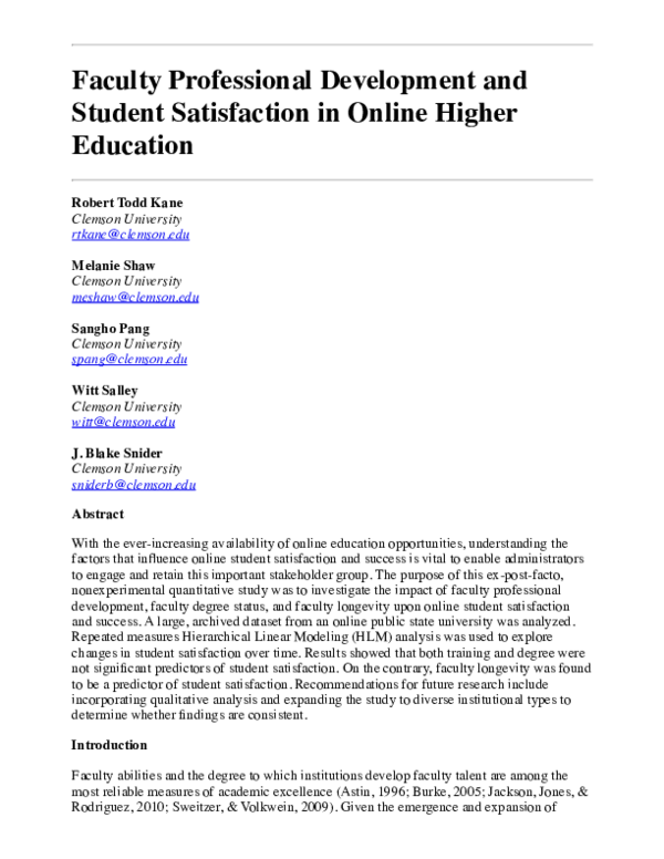 (PDF) Faculty Professional Development and Student Satisfaction in