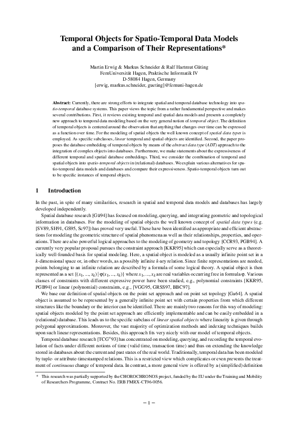 (PDF) Temporal Objects for Spatio-Temporal Data Models and a Comparison ...