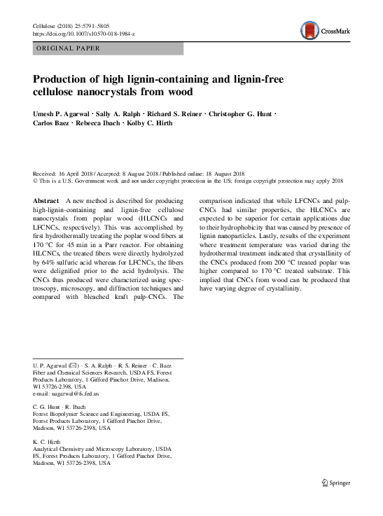 (PDF) Production of high lignin-containing and lignin-free cellulose ...