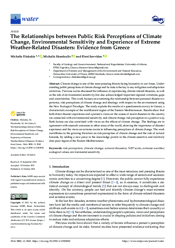(PDF) The Relationships between Public Risk Perceptions of Climate ...
