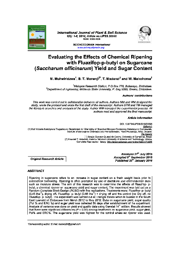 (PDF) Evaluating the Effects of Chemical Ripening with Fluazifop-p ...