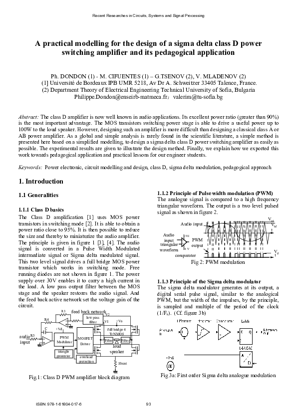 (PDF) A practical modelling for the design of a sigma delta class D