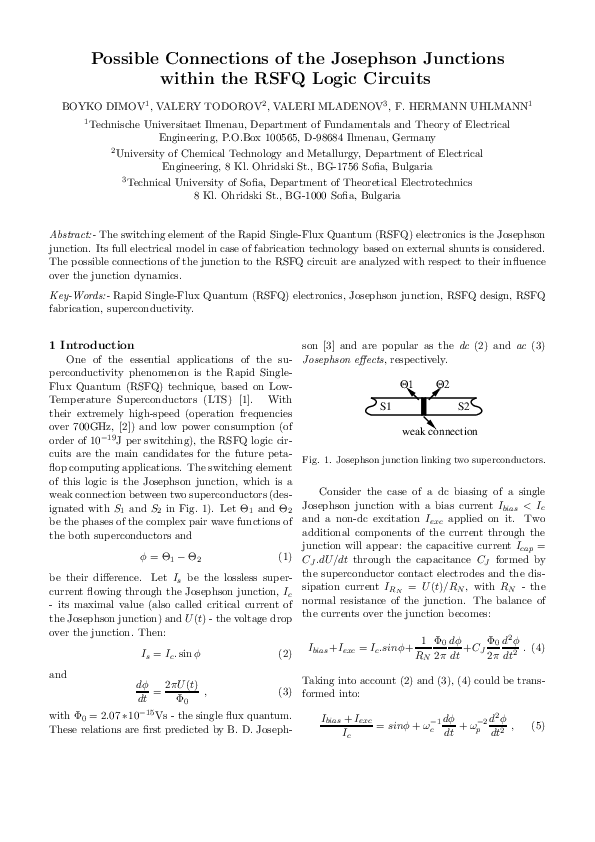 (PDF) Possible connections of the Josephson junctions within the RSFQ ...