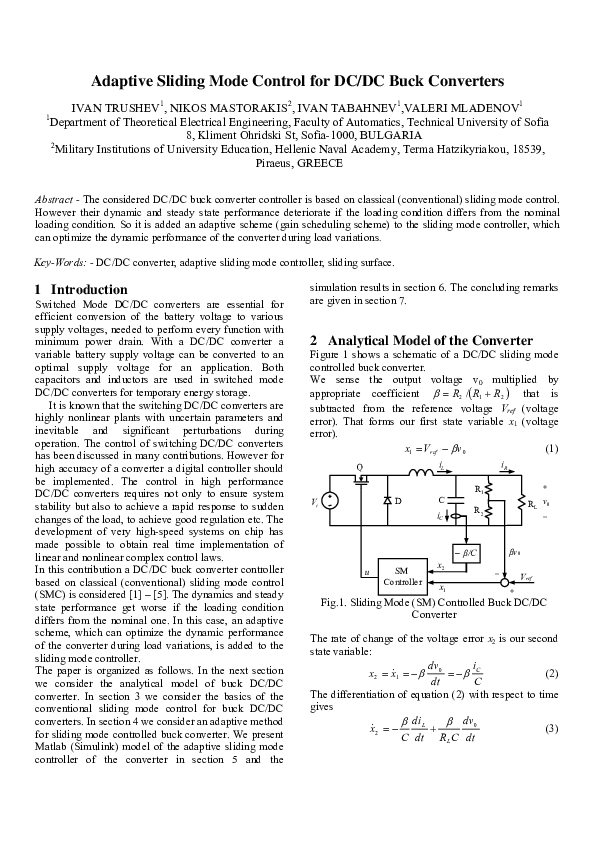 (PDF) On the Adaptive Sliding Mode Control for DC/DC Buck Converters